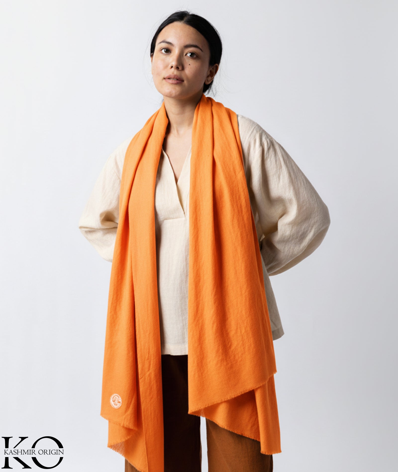 Sweet Orange GI Certified Handwoven Pashmina Stole