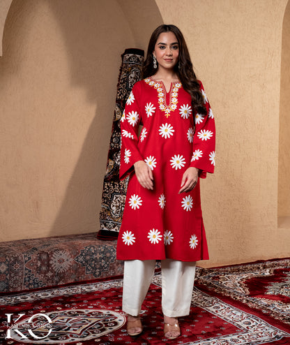 Aari Embroidered Kashmiri Woollen Pheran (Available in Red & Black color)