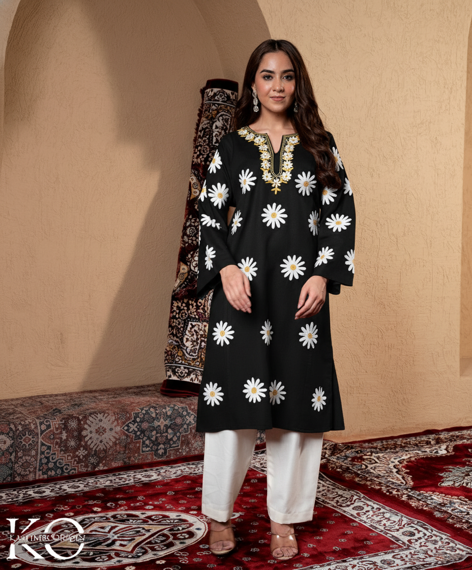 Aari Embroidered Kashmiri Woollen Pheran (Available in Red & Black color)