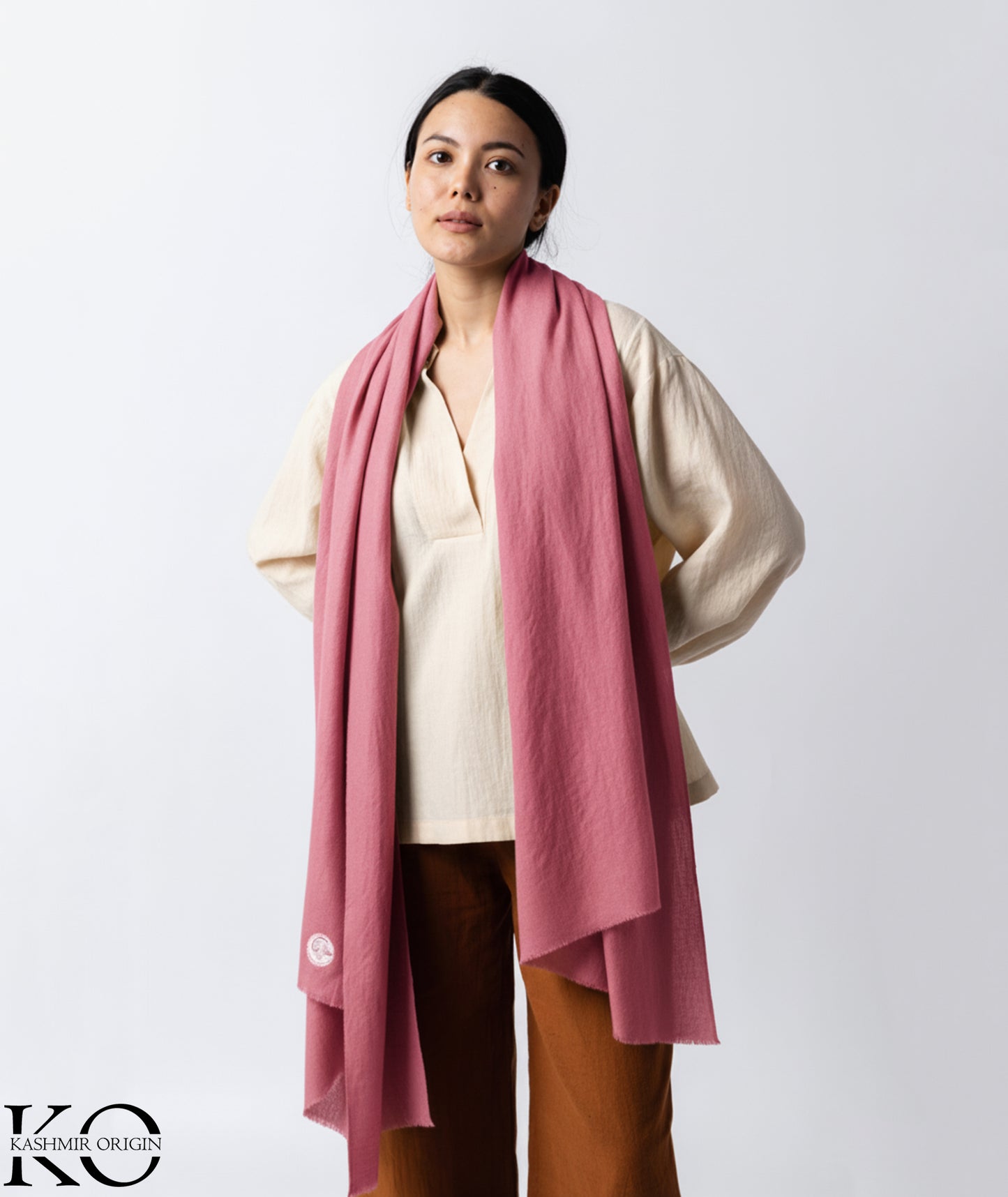 Fast Peach GI Certified Handwoven Pashmina Stole