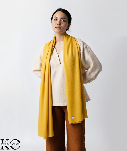 Yellow GI Certified Handwoven Pashmina Stole