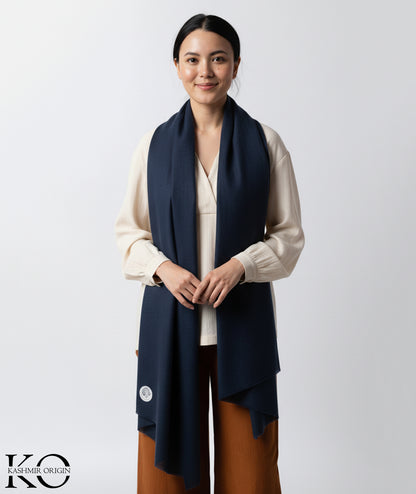 GI CERTIFIED NAVY BLUE CASHMERE PASHMINA STOLE