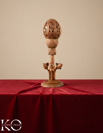 Kamal Lotus Shaped Walnut Wood Night Lamp | Hand Carved in kashmir