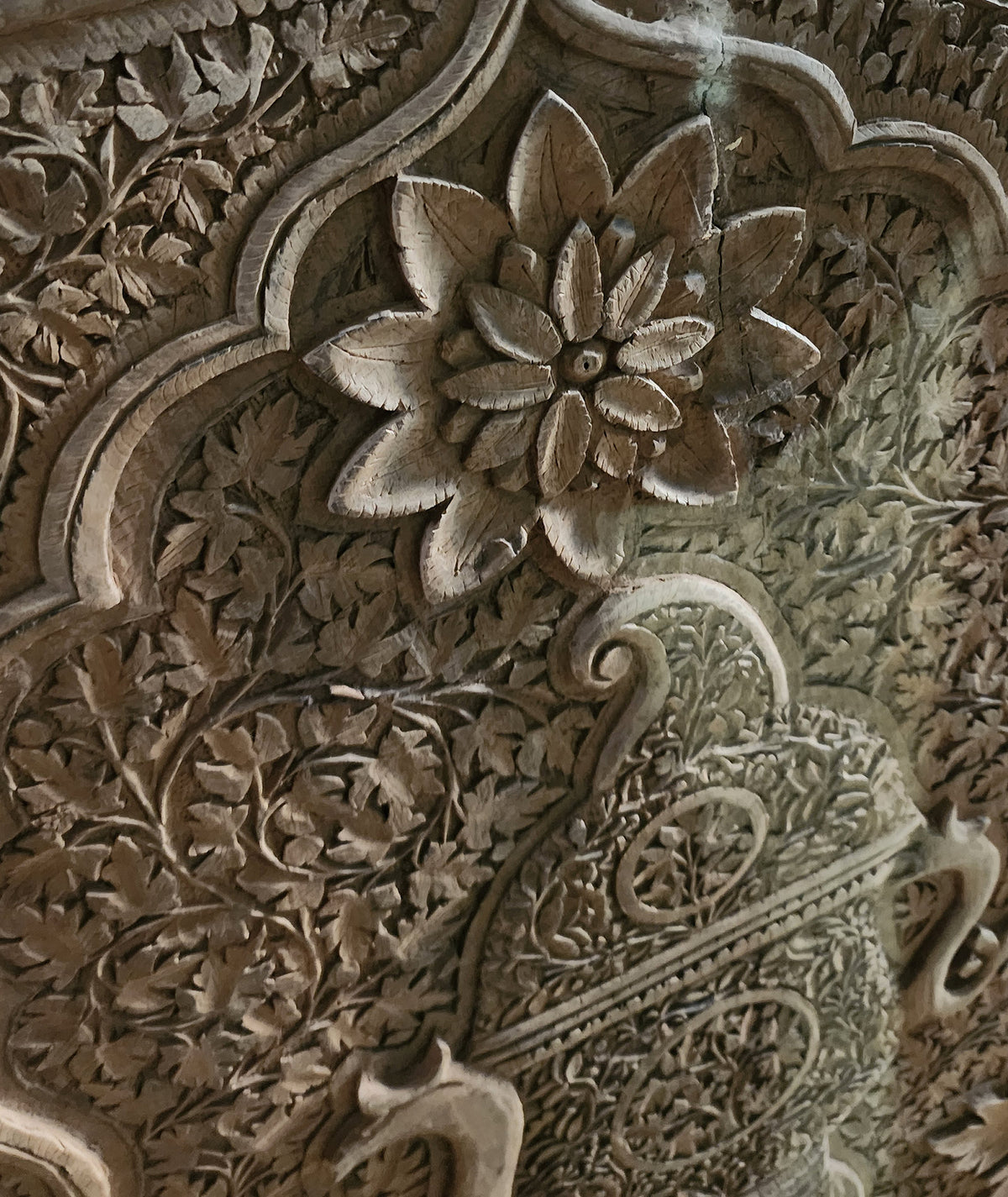 Kashmiri Samavar & Cup Design Hand Carved Walnut Wood Panel | Hand carved By Kashmiri Master Artisan