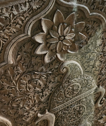 Kashmiri Samavar & Cup Design Hand Carved Walnut Wood Panel | Hand carved By Kashmiri Master Artisan