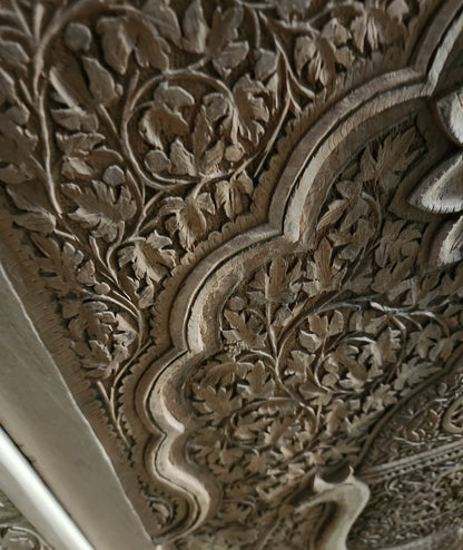 Kashmiri Samavar & Cup Design Hand Carved Walnut Wood Panel | Hand carved By Kashmiri Master Artisan