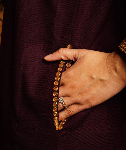 Sangria Red Tilla Embroidered Woolen Pheran