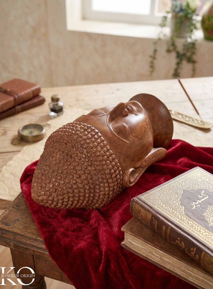 Walnut Wood Buddha Face Showpiece | Buddha Head Statue Sculpture Figurine for Home Décor | 12 inches | Brown | Handcrafted Meditation Buddha Statue for Home, Office, Mandir & Pooja Room Décor | Decorative Gifts for Housewarming & Festivals
