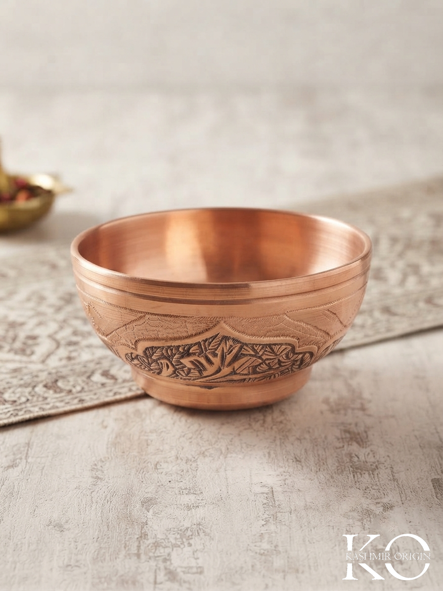 Mehraab Design Copper Serving Bowl Set of 6 | Hand Engraved Kashmiri Copper