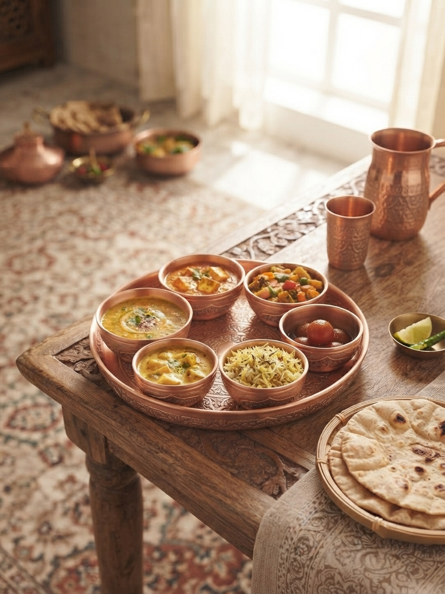 Mehraab Design Copper Serving Bowl Set of 6 | Hand Engraved Kashmiri Copper