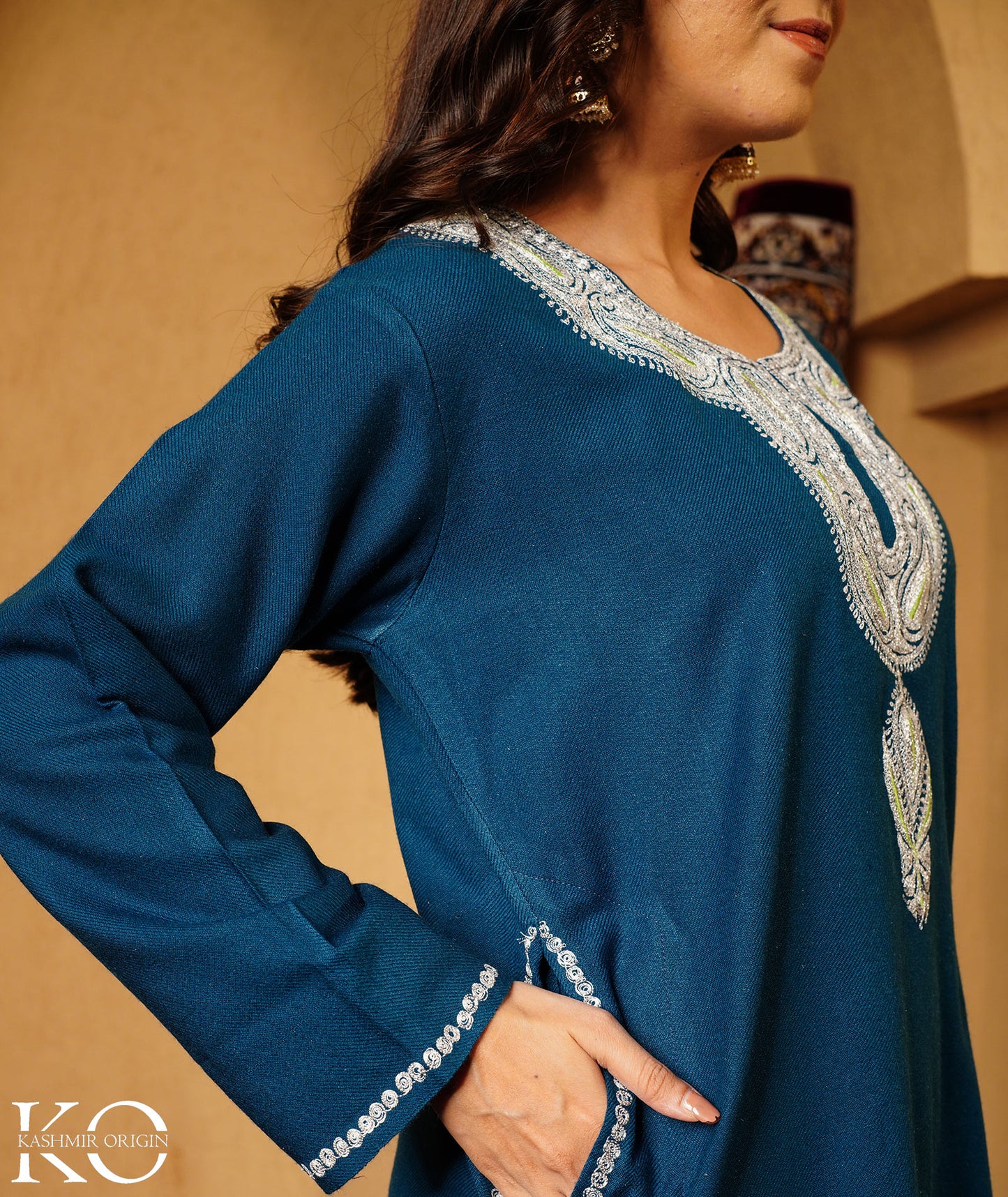 Blue Tilla Embroidered Woolen Co-ord Set