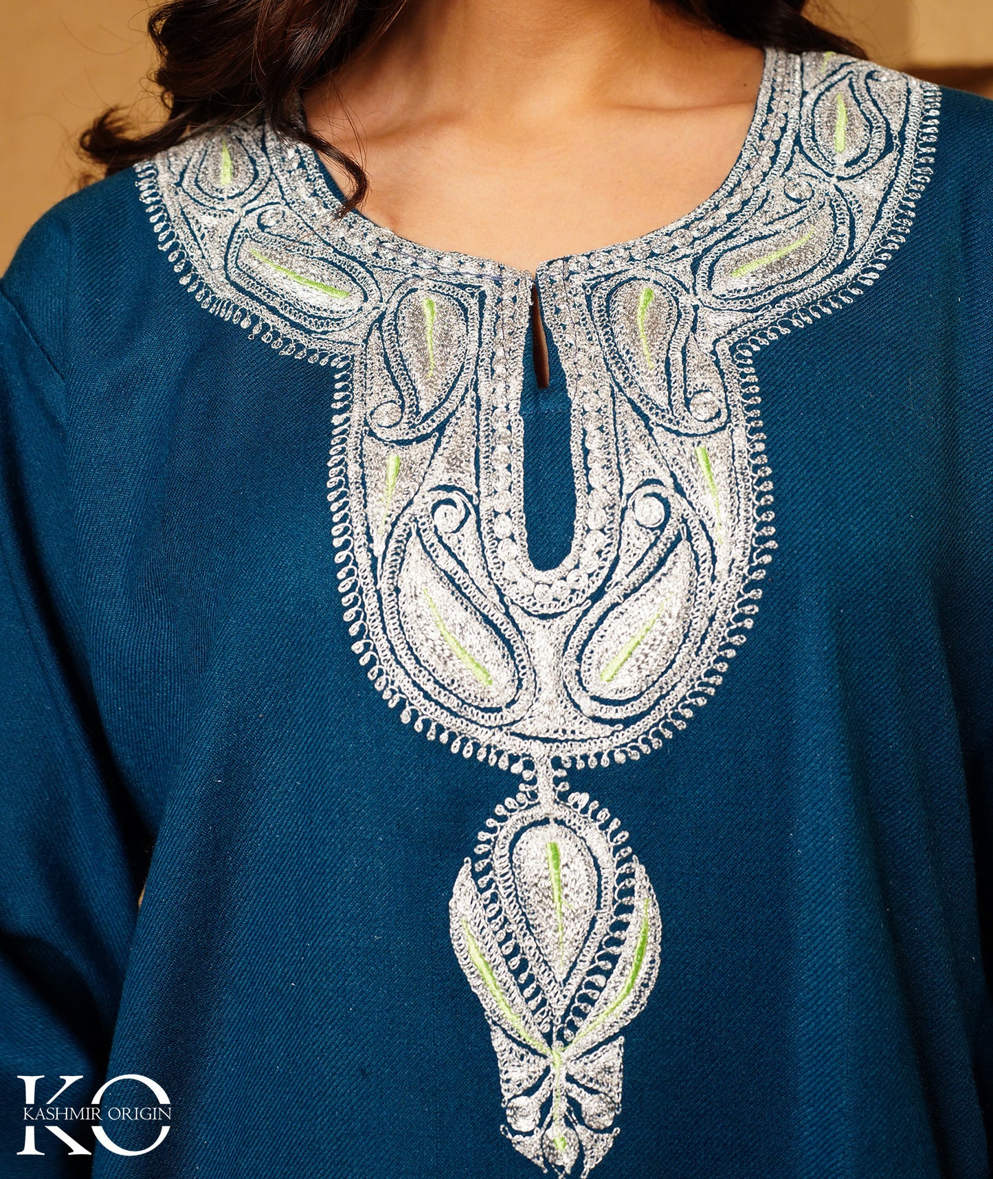 Blue Tilla Embroidered Woolen Co-ord Set