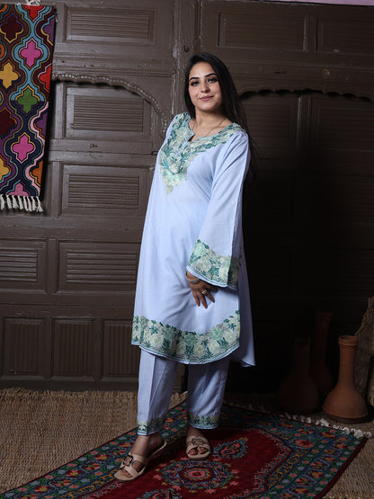 women wear powder blue coord set summer