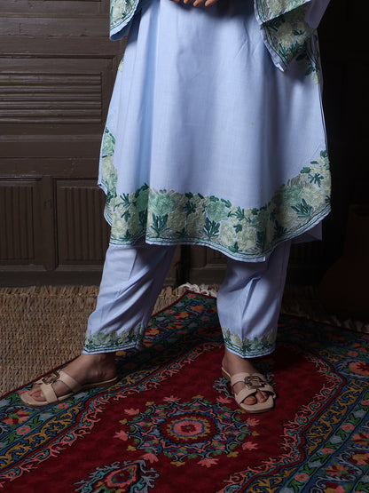 women wear powder blue coord set summer