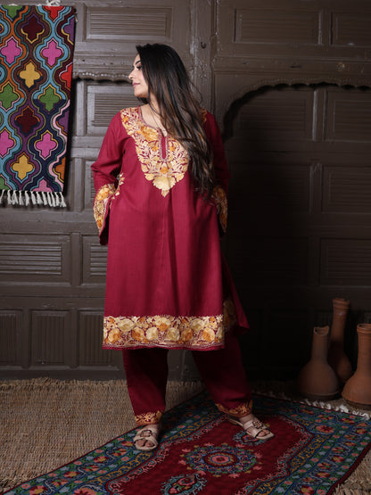 women wear maroon coord set summer