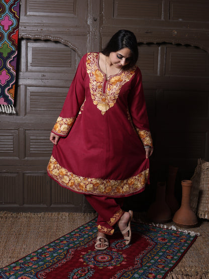 women wear maroon coord set summer
