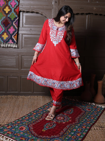 women wear scarlet red coord set summer