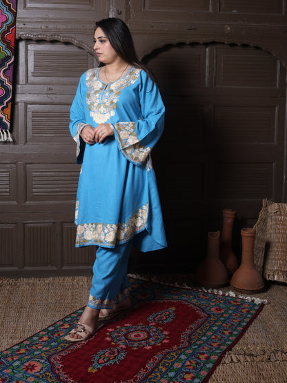women wear sky blue coord set summer