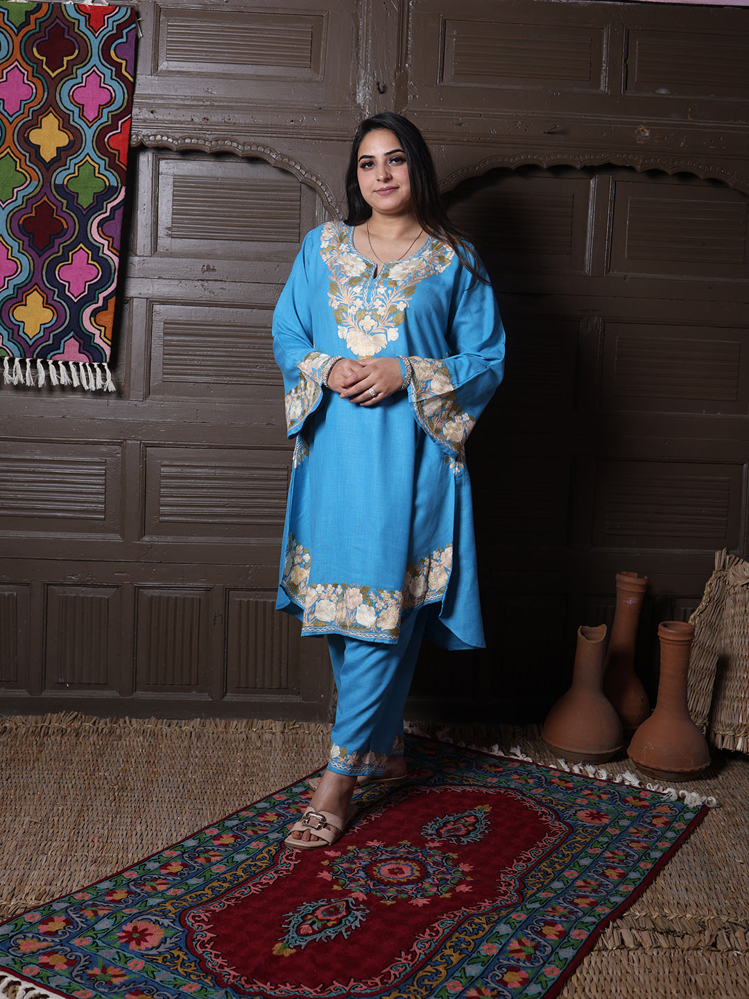 women wear sky blue coord set summer