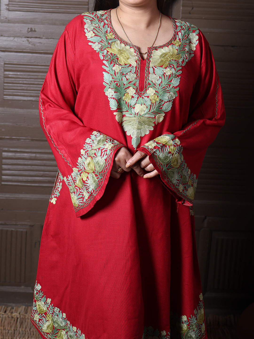 women wear cherry red coord set summer