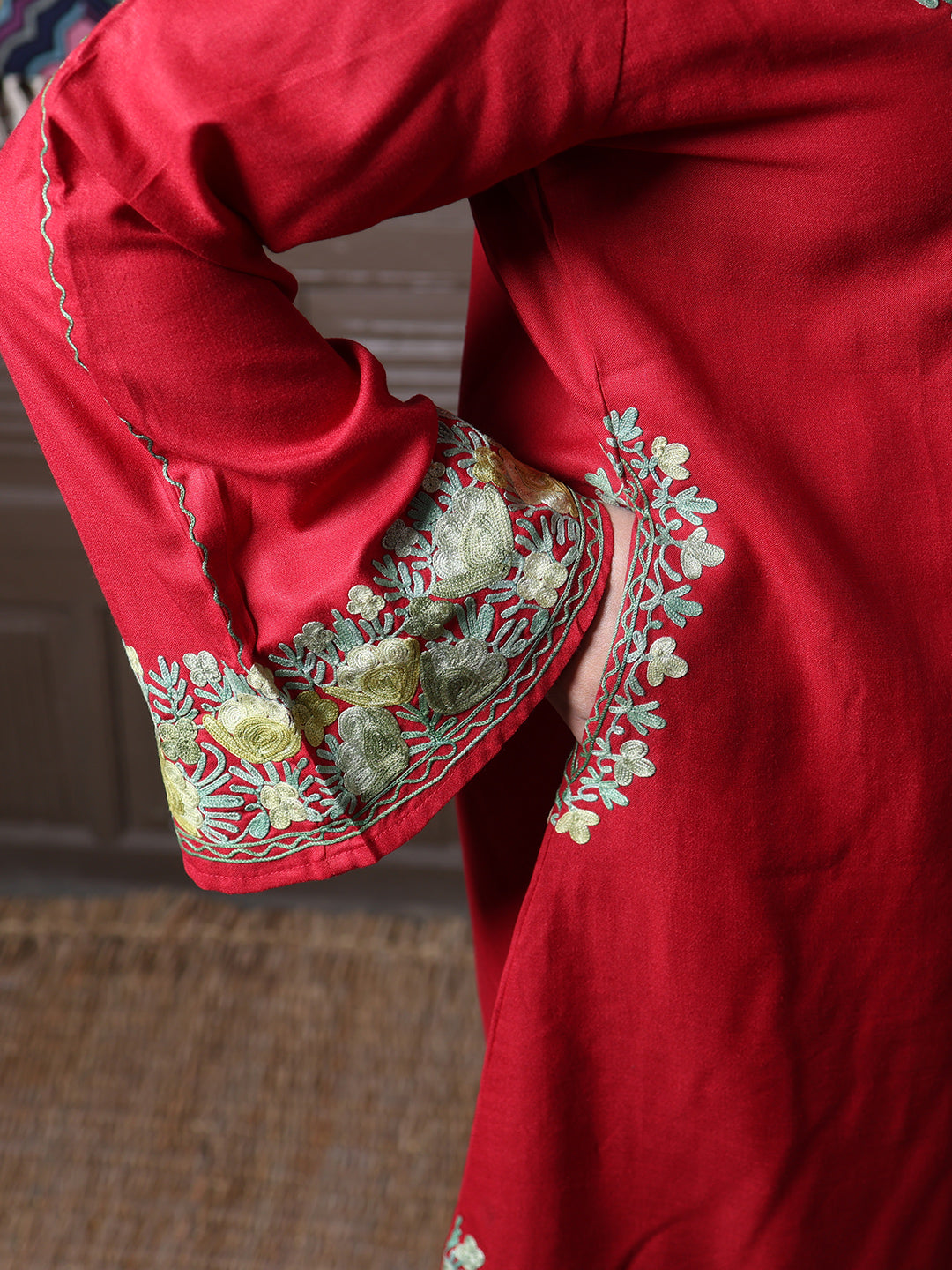 women wear cherry red coord set summer