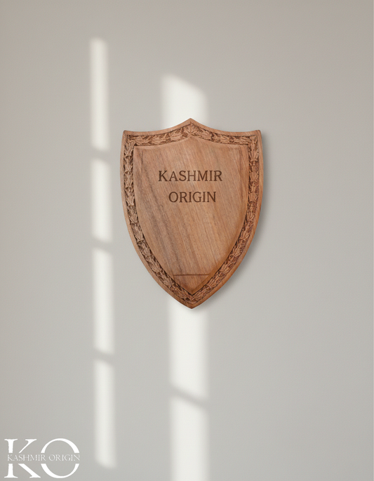 Walnut Wood Crest Plaque | Crest Emblem | Engraved Customized Emblem | Wall Insignia | Hand Carved in kashmir