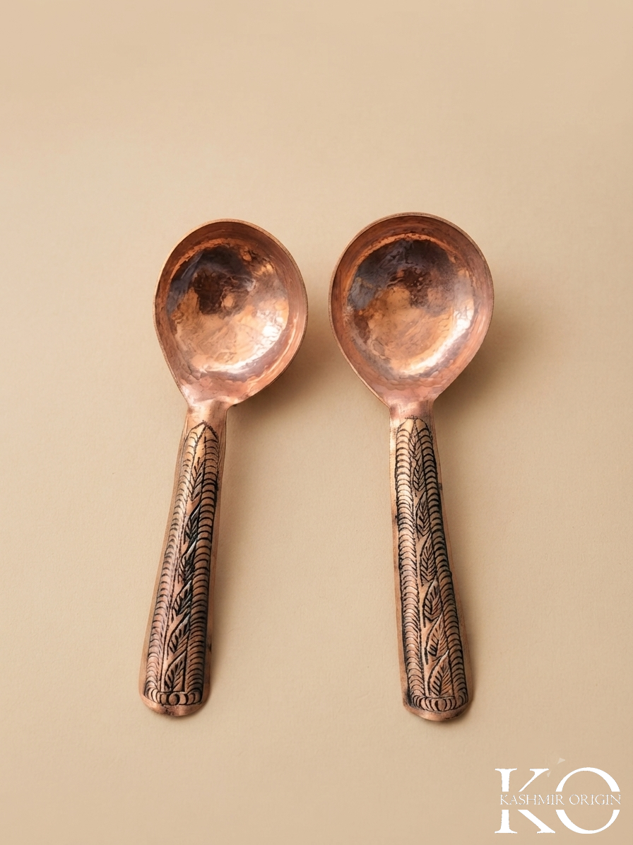 Kashmiri Copper Serving Spoon | Hand Engraved Handmade Copper Spoon
