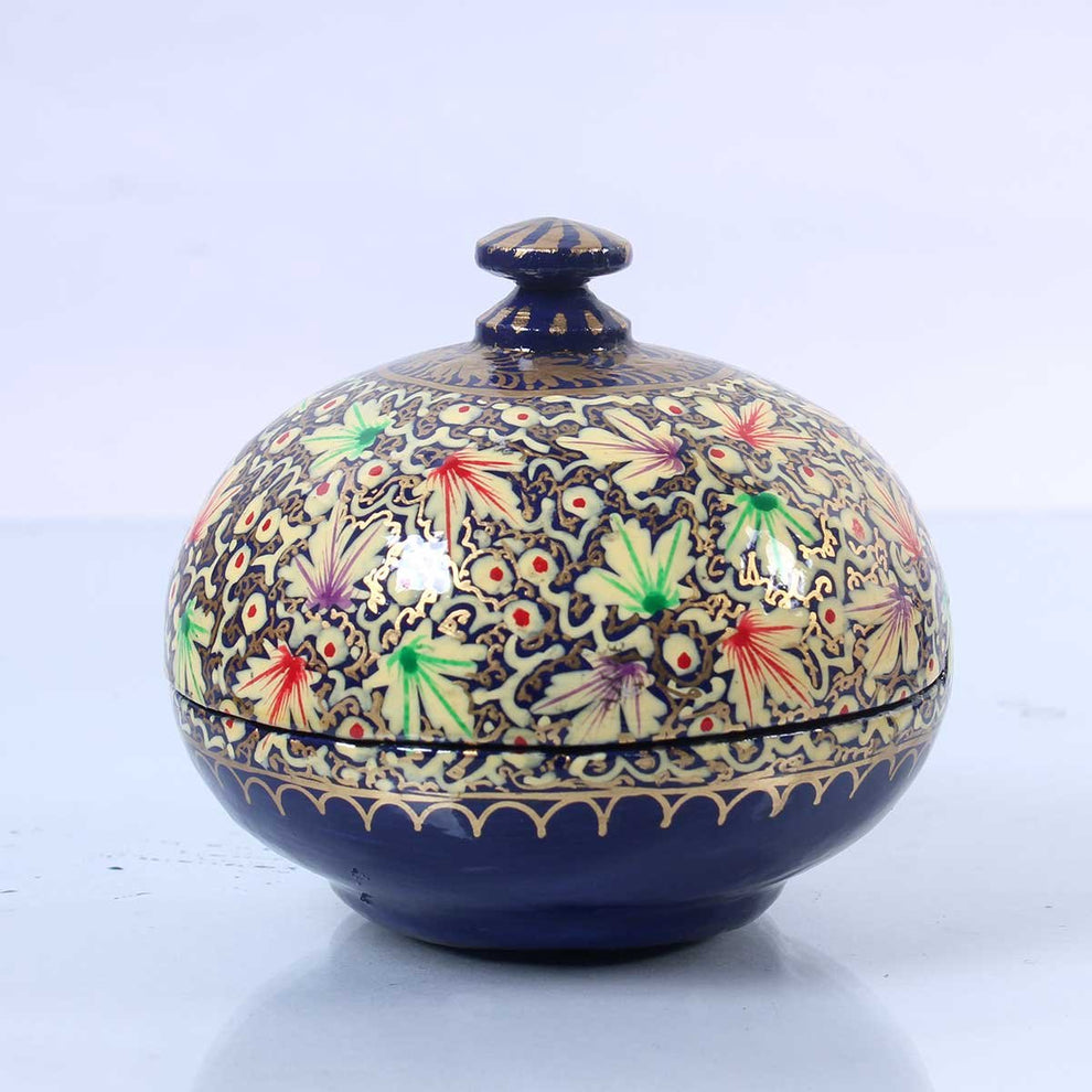 Navy Blue Paper Mache Powder Box – Kashmir origin