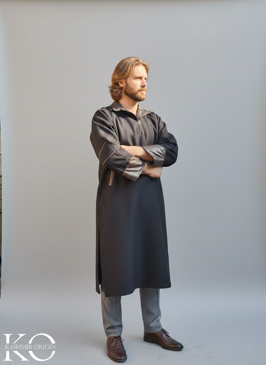 Black Kashmiri Pheran | Men's Phiran | Woolen Pherans