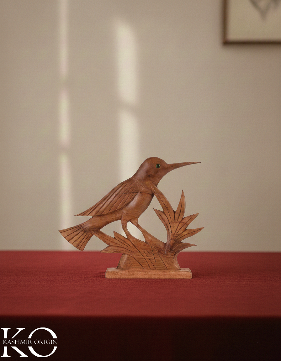 Walnut Wood Decorative Bird Pair | Bird Figurines | Table Accent | Shelf Decor | Hand Carved in kashmir | Hand Carved in kashmir