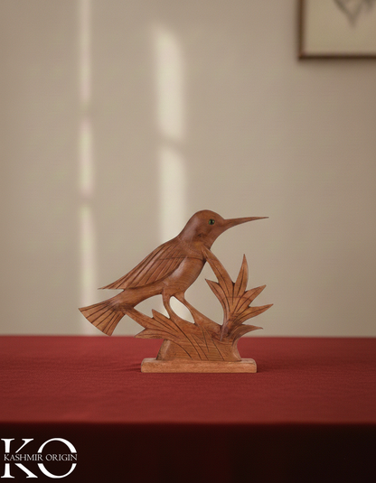 Walnut Wood Decorative Bird Pair | Bird Figurines | Table Accent | Shelf Decor | Hand Carved in kashmir | Hand Carved in kashmir