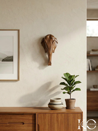 Handcrafted Kashmiri Walnut Wood Elephant Head Shape Home decor