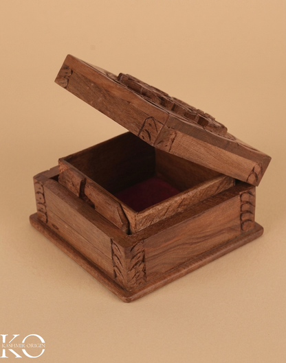 Handcrafted Walnut Wood Storage Box with Hinged Lid | Jewellery Box