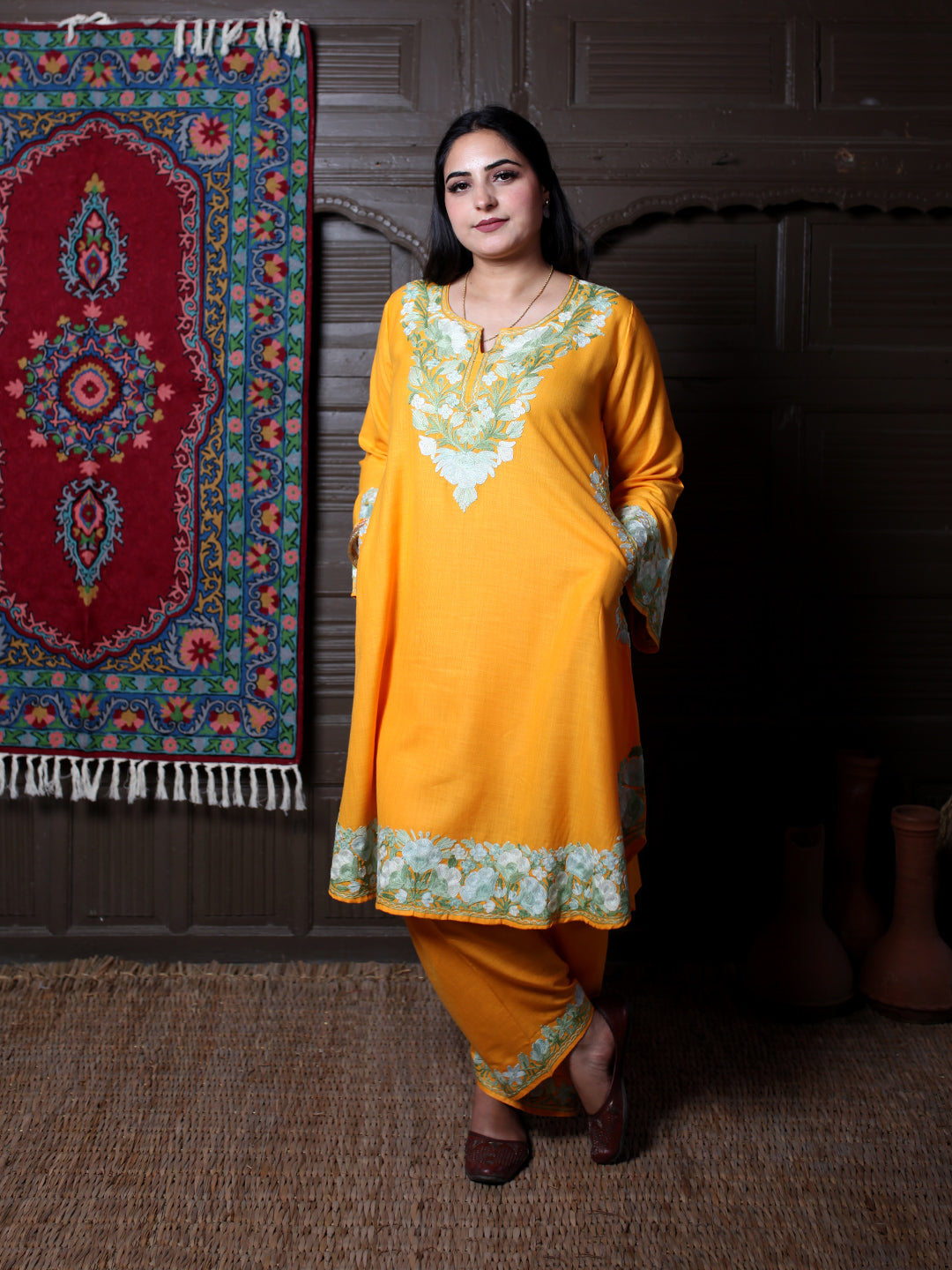 women wear mustard yellow coord set summer