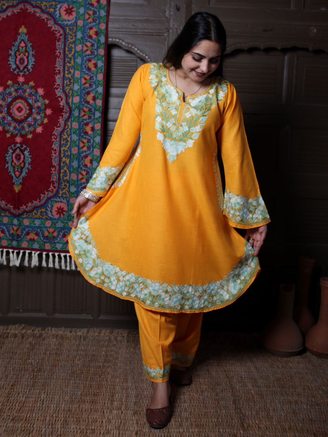 women wear mustard yellow coord set summer