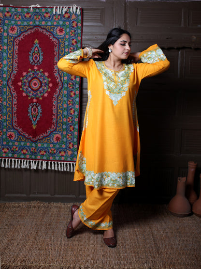 women wear mustard yellow coord set summer