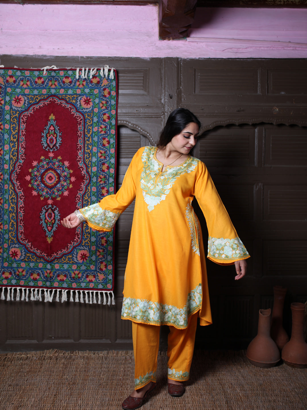 women wear mustard yellow coord set summer