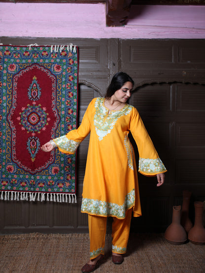 women wear mustard yellow coord set summer