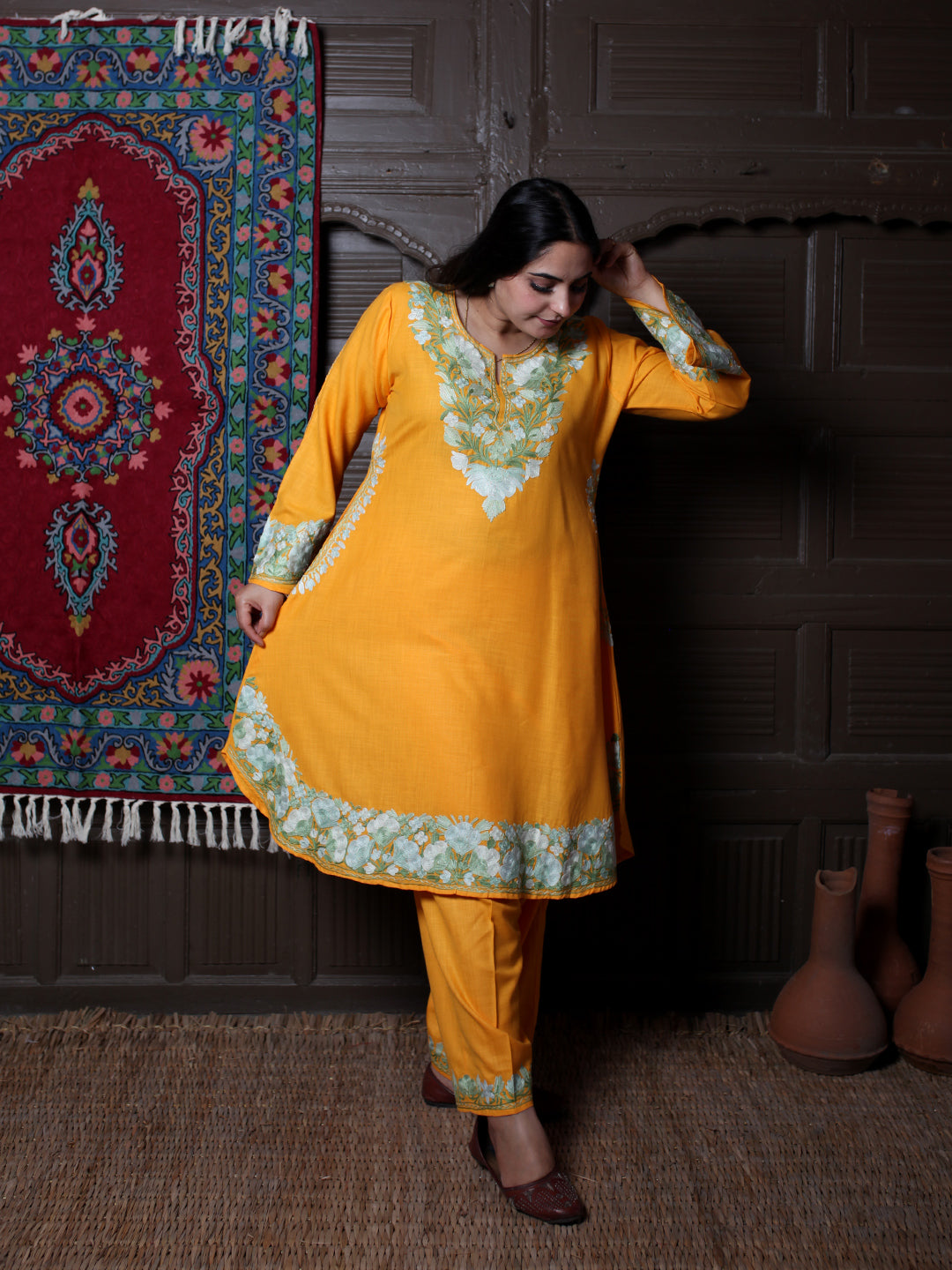 women wear mustard yellow coord set summer