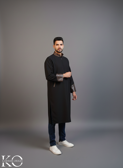 Coal Black Kashmiri Pheran | Men's Phiran | Woolen Pherans