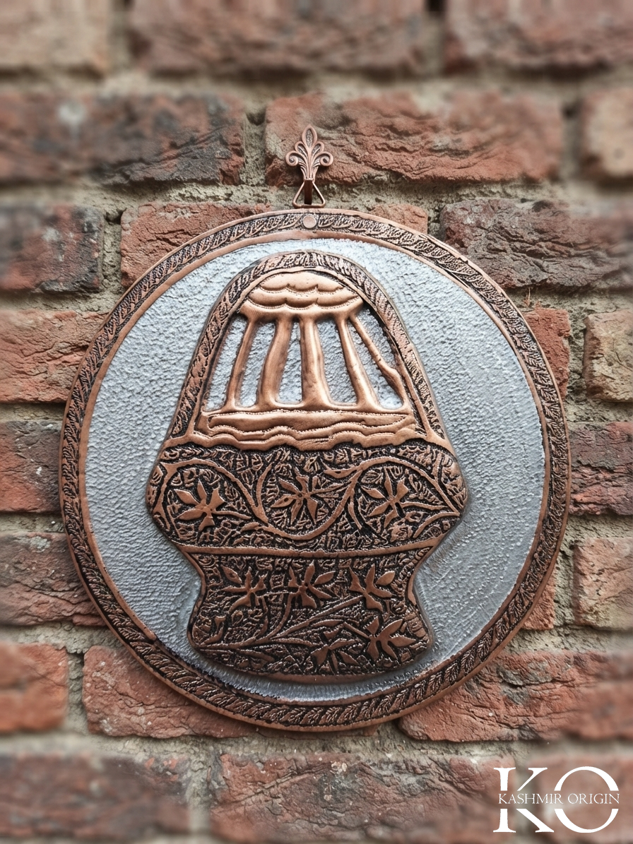 Kashmiri Kangri Copper Wall Hanging | Antique Finish Hand Made | 8 Inch