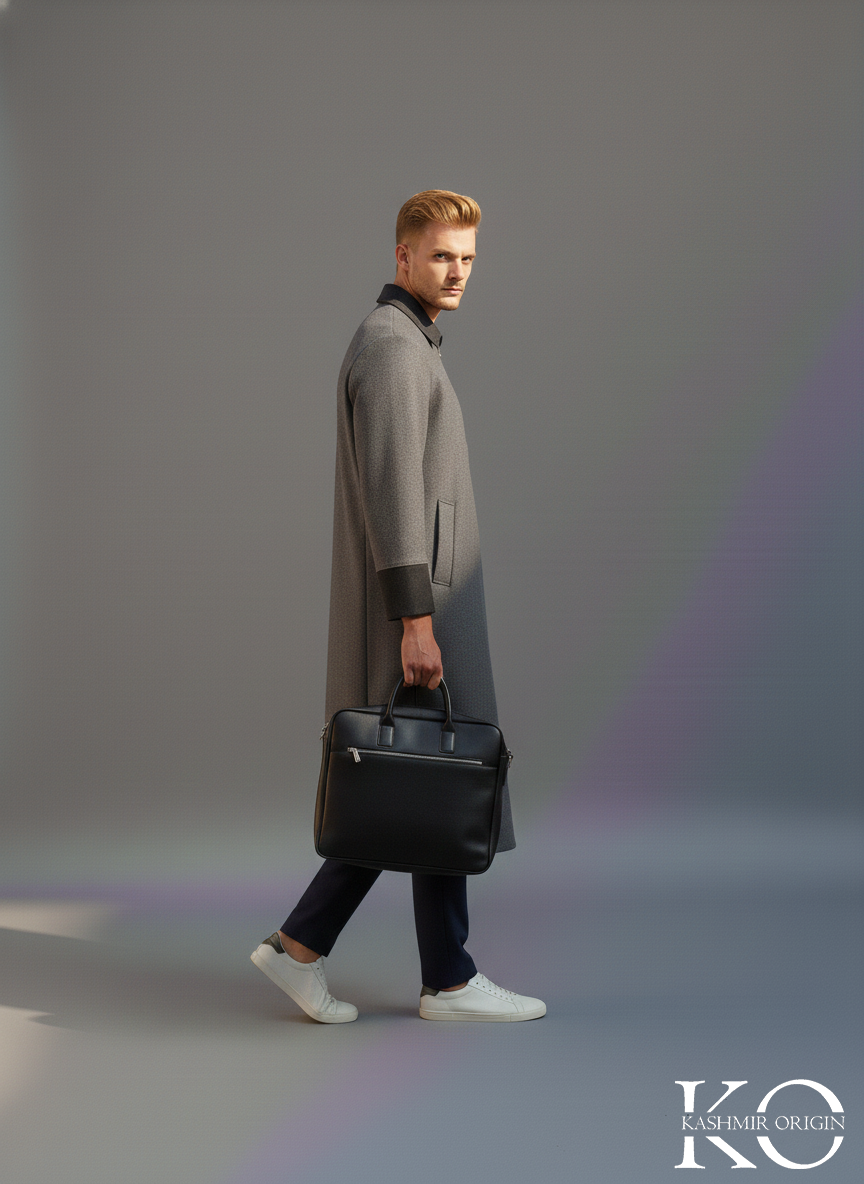 Grey & Black Kashmiri Pheran | Men's Phiran | Woolen Pherans