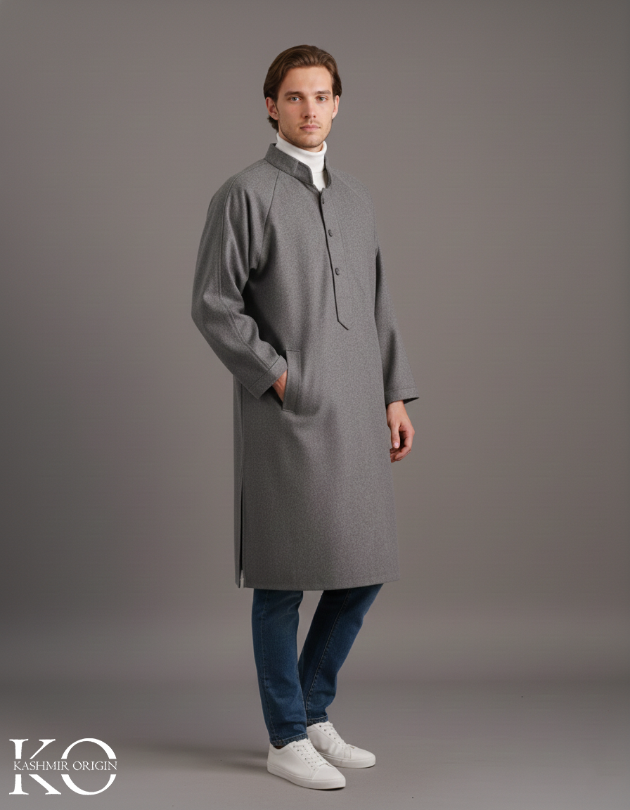 Lead Grey Pheran for Men | Men's Long Coats | Gents Winter Phiran