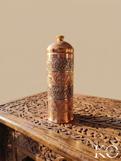 Hand Engraved Copper Water Bottle | Kashmiri Copper Drinking Bottle