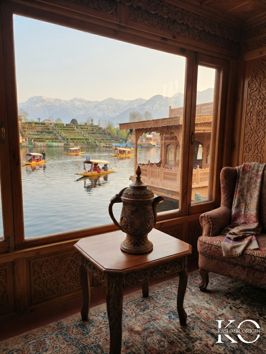Kashmiri Hand Carved Walnut Wood Samavar | Decor Piece