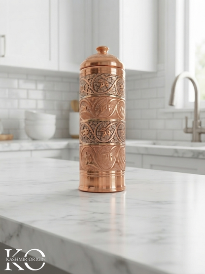 Hand Engraved Copper Water Bottle | Kashmiri Copper Drinking Bottle