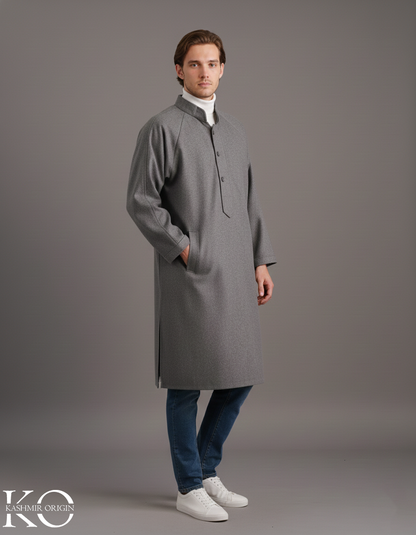 Lead Grey Pheran for Men | Men's Long Coats | Gents Winter Phiran