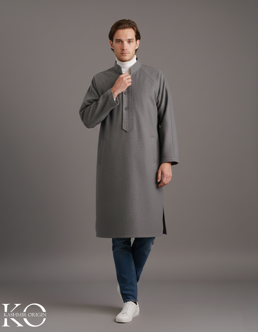 Lead Grey Pheran for Men | Men's Long Coats | Gents Winter Phiran