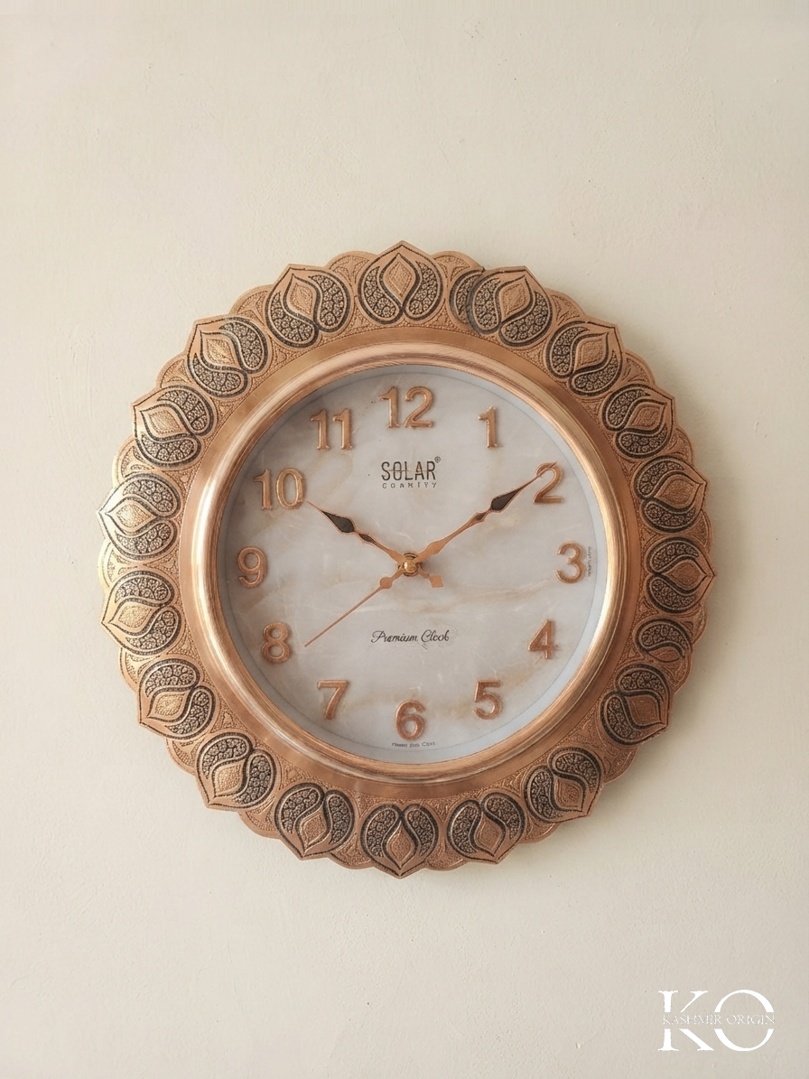 Paisley Copper Wall Clock | Handmade Kashmiri Clock Frame