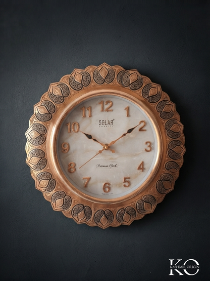 Paisley Copper Wall Clock | Handmade Kashmiri Clock Frame